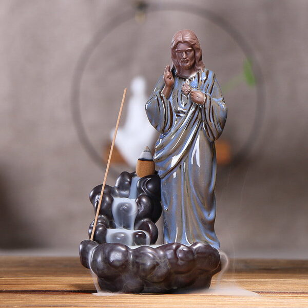 Jesus Virgin Mary Ceramic Incense Holder Backflow Incense Burner