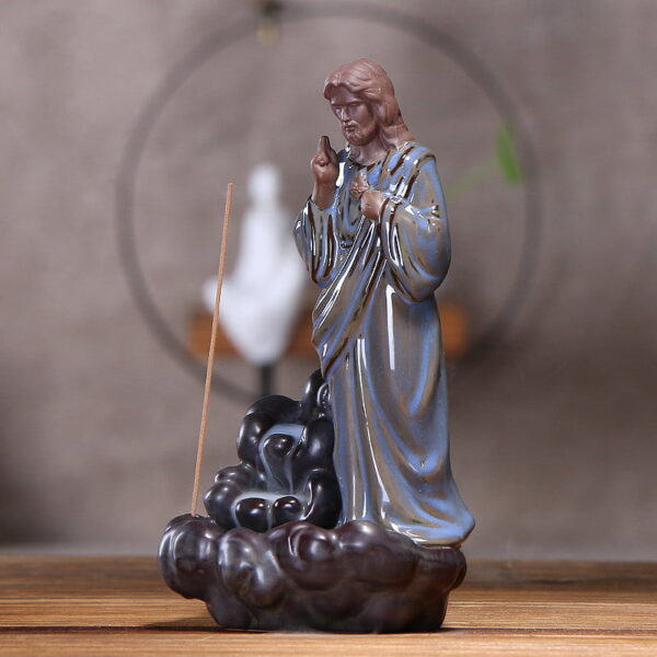 Jesus Virgin Mary Ceramic Incense Holder Backflow Incense Burner