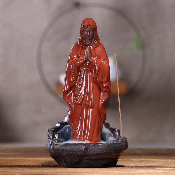 Jesus Virgin Mary Ceramic Incense Holder Backflow Incense Burner