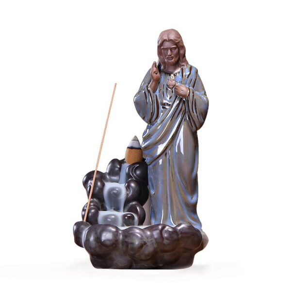 Jesus Virgin Mary Ceramic Incense Holder Backflow Incense Burner