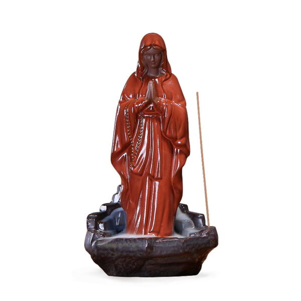 Jesus Virgin Mary Ceramic Incense Holder Backflow Incense Burner