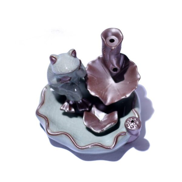 Frog Bird Dragonfly Lotus Leaf Ceramic Incense Holder Backflow Incense Burner