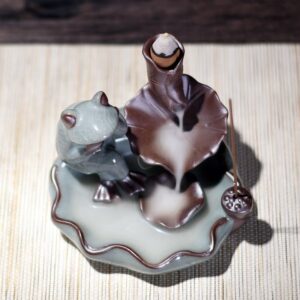 Frog Bird Dragonfly Lotus Leaf Ceramic Incense Holder Backflow Incense Burner