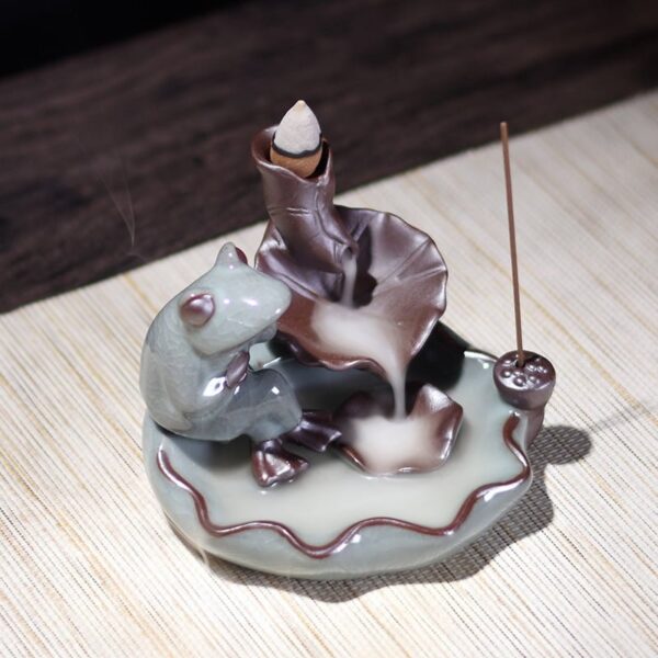 Frog Bird Batterfly Lotus Leaf Ceramic Incense Holder Backflow Incense Burner