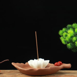 Leaf Lotus Flower Ceramic Incense Stick Holder