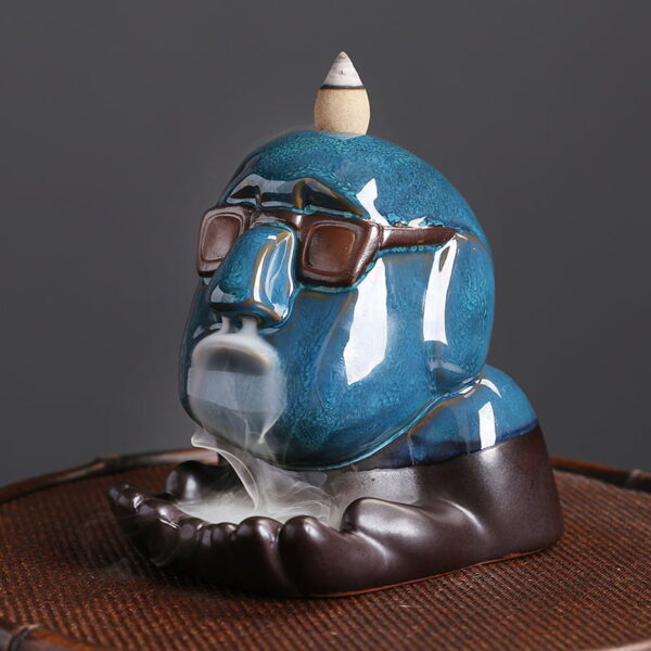 Cool Man With Glasses Ceramic Incense Fountain Smoke Waterfall
