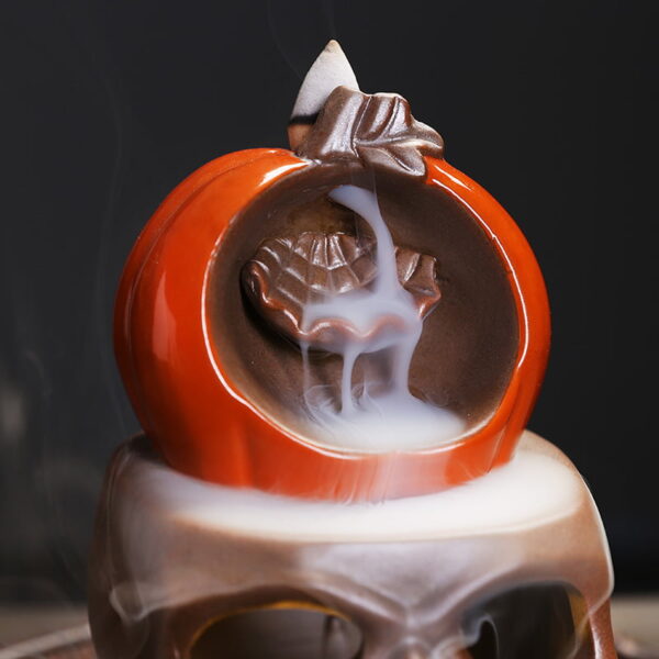 O1CN010vSh1k1kW4Kxutg8B_!!2551464690-0-cib Halloween Pumpkin Skull Ceramic Back Flow Incense Burner with LED Light