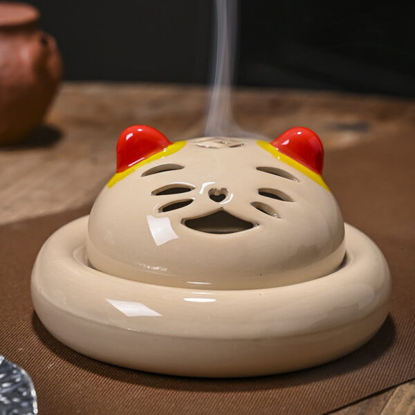 Smiling Cat Ceramic Handcrafted Incense Burner