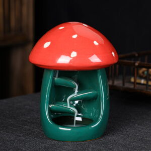 Mushroom Red Green Ceramic Incense Waterfall Burner