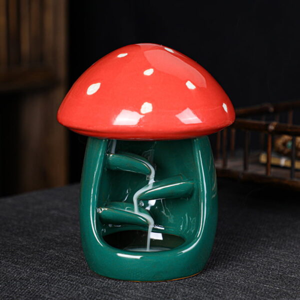 Mushroom Red Green Ceramic Incense Waterfall Burner Mushroom Red Green Ceramic Incense Waterfall Burner