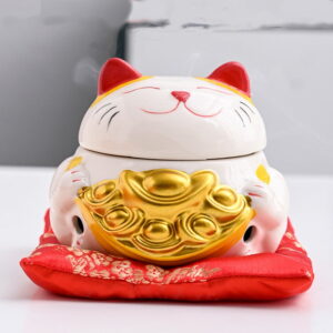 Fortune Cat Ceramic Incense Coil Burner
