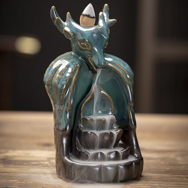Christmas Elk Ceramic Waterfall Incense Burner Holder