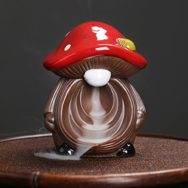 Halloween Mushroom Elf Ceramic Waterfall Backflow Incense Burner