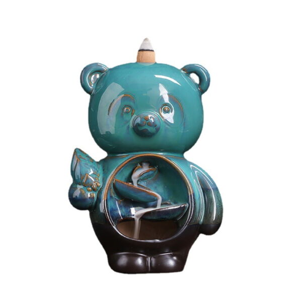 Blue Bear Ceramic Incense Backflow Cone Holder