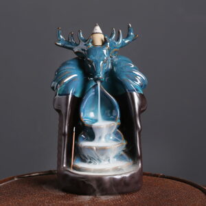Elk Petal Blue Ceramic Incense Waterfall Backflow Incense Burner Elk Petal Blue Ceramic Incense Waterfall Backflow Incense Burner