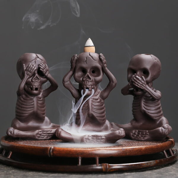 Halloween Skeleton Skull Ceramic Backflow Incense Waterfall Burner