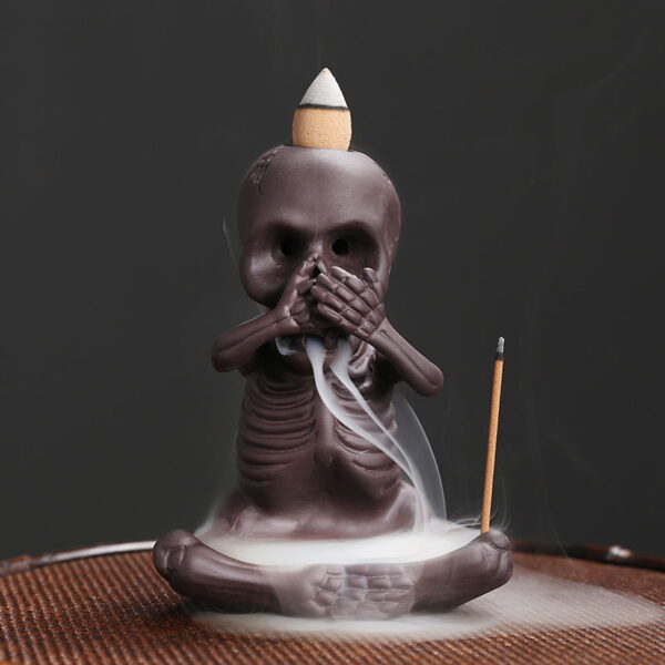 Halloween Skeleton Skull Ceramic Backflow Incense Waterfall Burner