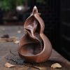Gourd Leaf Brown Ceramic Incense Backflow Cone Holder - Image 2