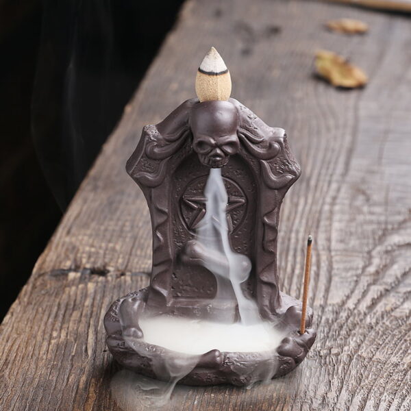 Halloween Skull Token Ceramic Incense Fountain Burner