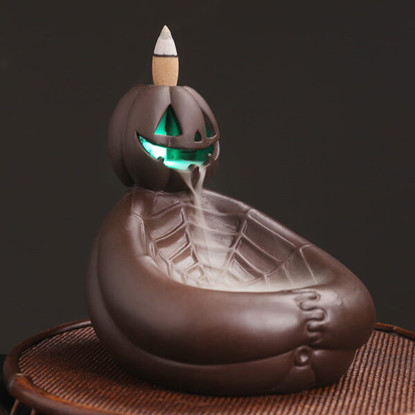 Skeleton Pumpkin Mummy Bat King Ceramic Waterfall Incense Burner