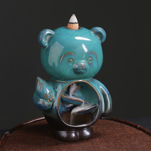 Blue Bear Ceramic Incense Backflow Cone Holder