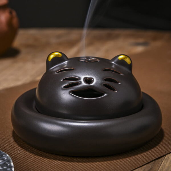 Smiling Cat Ceramic Handcrafted Incense Burner