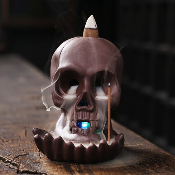 Halloween Dragon Skull Ceramic Incense Waterfall Burner