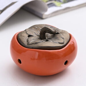 Vivid Orange Persimmon Ceramic Coil Incense Burner Vivid Orange Persimmon Ceramic Coil Incense Burner