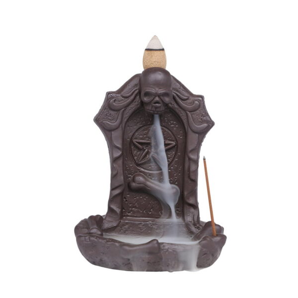 Halloween Skull Token Ceramic Incense Fountain Burner