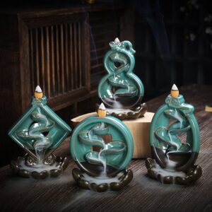 Gourd Rhombic Oval Round Ceramic Waterfall Incense Burner Holder