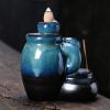 Tea Cup Blue Ceramic Waterfall Incense Burner Holder