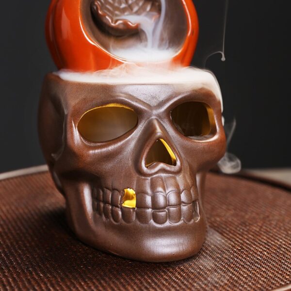 Halloween Pumpkin Skull Ceramic Back Flow Incense Burner with LED Light Halloween Pumpkin Skull Ceramic Back Flow Incense Burner with LED Light