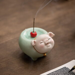 Smiling Pig Ceramic Incense Stick Holder