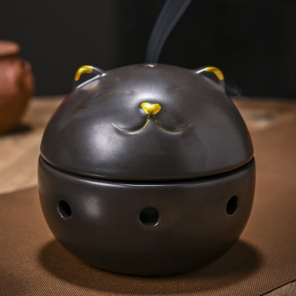 Round Cute Cat Incense Coil Holder