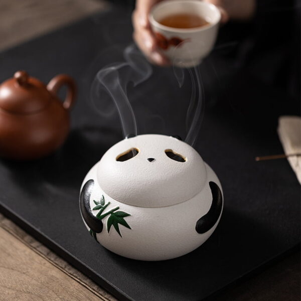 Panda Black White Ceramic Coil Incense Holder