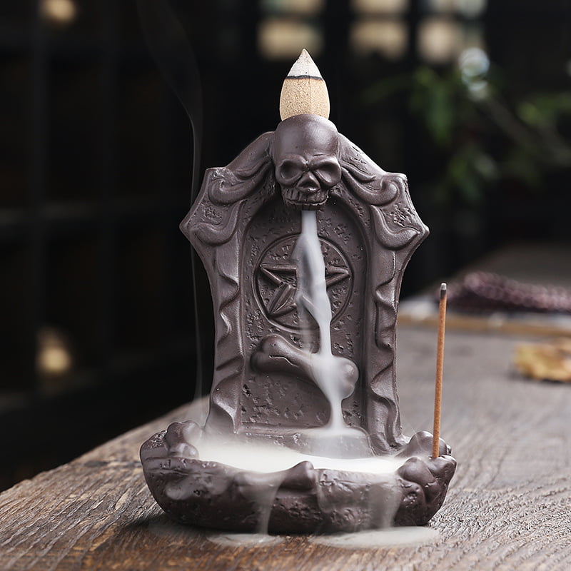 Halloween Skull Token Ceramic Incense Fountain Burner