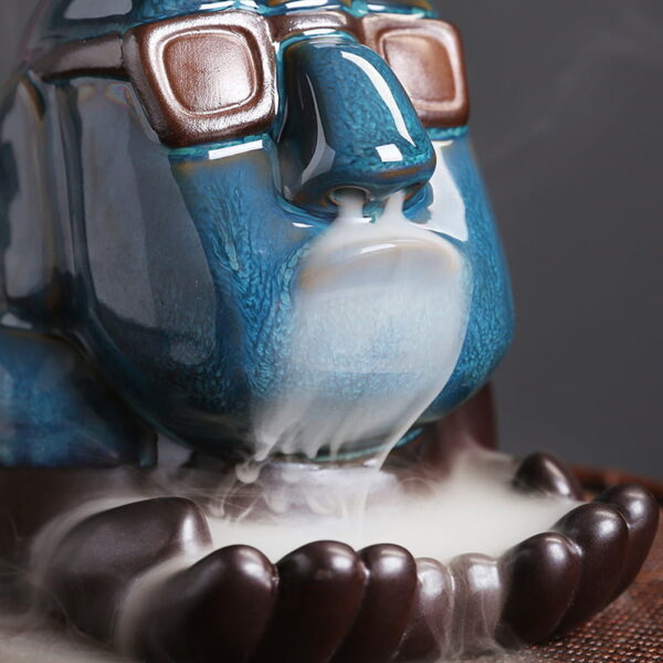 Cool Man With Glasses Ceramic Incense Fountain Smoke Waterfall