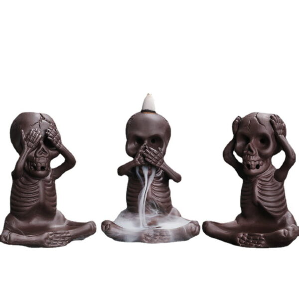 Halloween Skeleton Skull Ceramic Backflow Incense Waterfall Burner