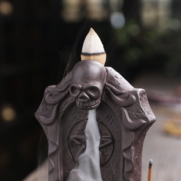Halloween Skull Token Ceramic Incense Fountain Burner