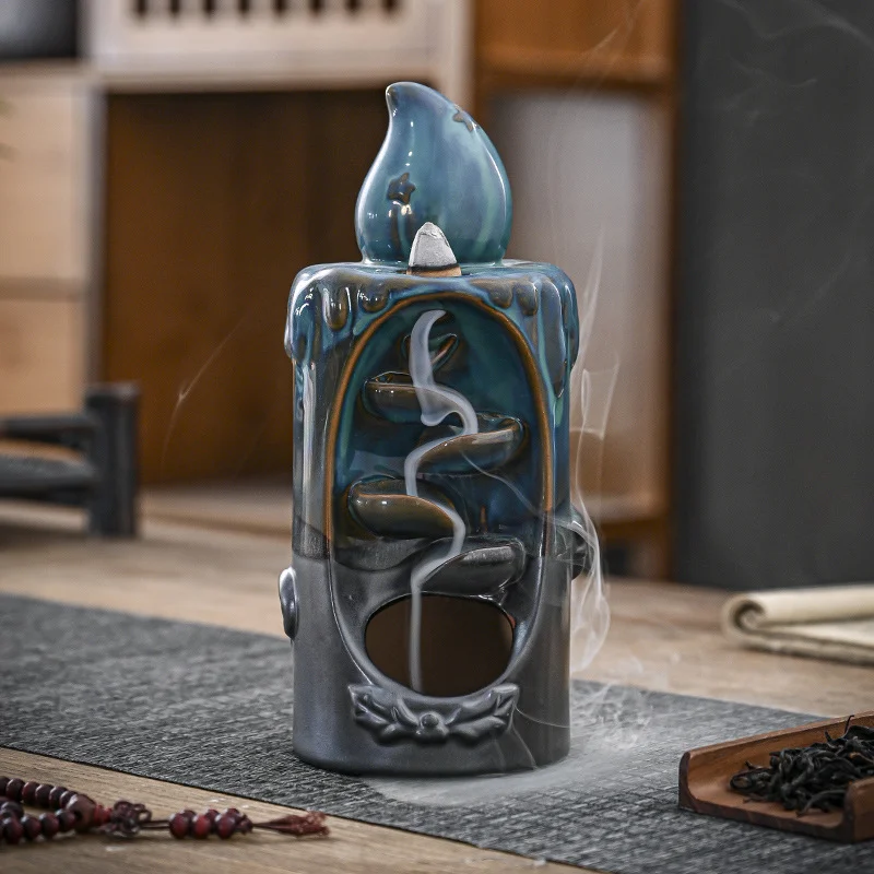 Candle Ceramic Waterfall Incense Burner Holder