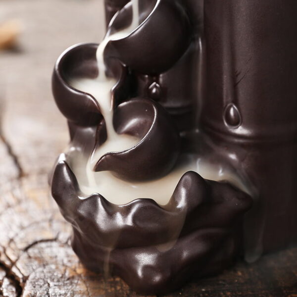 Teapot Tea Cup Bamboo Ceramic Backflow Incense Holder and Burner Waterfall