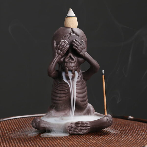 Halloween Skeleton Skull Ceramic Backflow Incense Waterfall Burner