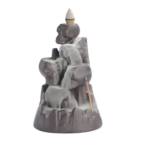 Halloween Skull Mountain Ceramic Incense Fountain Burner