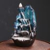 Lotus Leaf Blue Ceramic Waterfall Incense Holder - Image 2