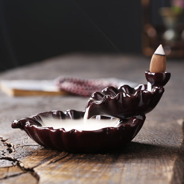 Two Lotus Leaves Incense Fountain Smoke Waterfall