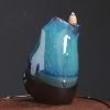 Lotus Leaf Blue Ceramic Waterfall Incense Holder - Image 3