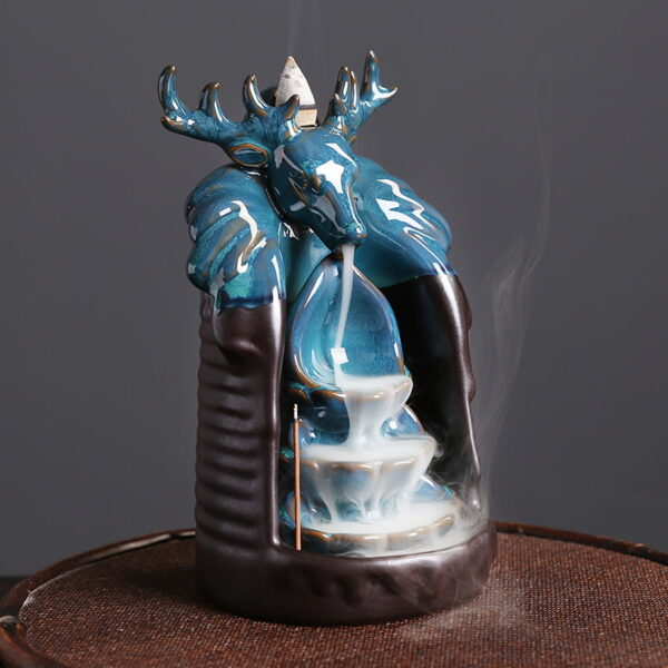 Elk Petal Blue Ceramic Incense Waterfall Backflow Incense Burner