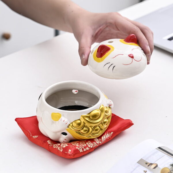 O1CN01OyISTl2KHi4oM5Zo2_!!2208306289532-0-cib Fortune Cat Ceramic Incense Coil Burner