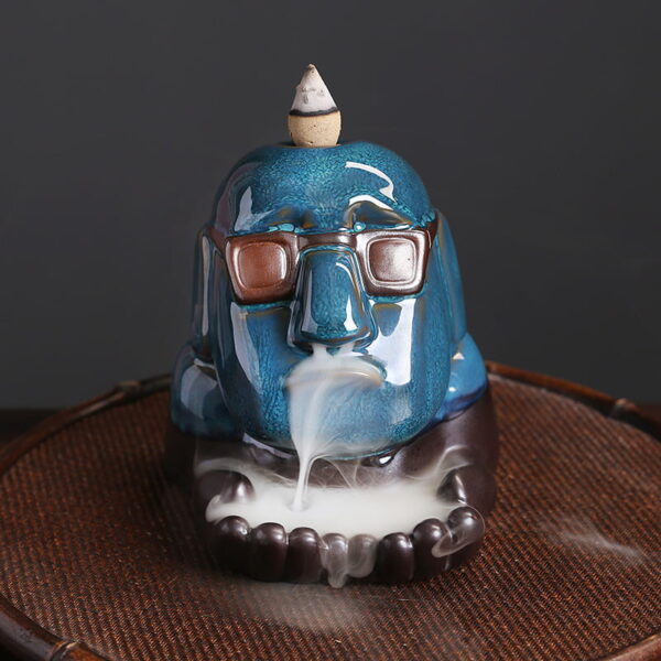 Cool Man With Glasses Ceramic Incense Fountain Smoke Waterfall