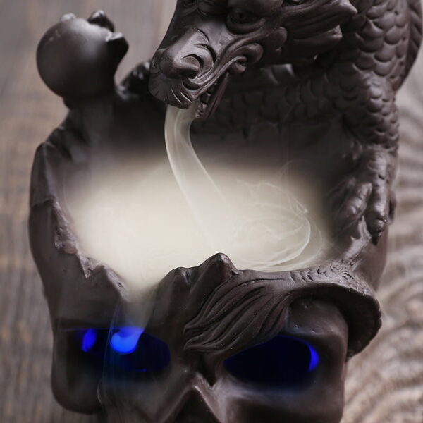 Halloween Dragon Skull Ceramic Incense Waterfall Burner